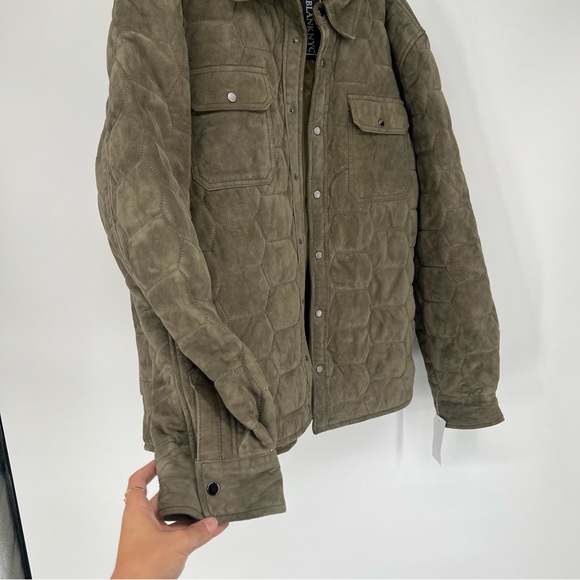 Blank NYC Over The Moon Green Goat Leather Suede Classic Quilted Jacket XL NWT - Picture 3 of 10